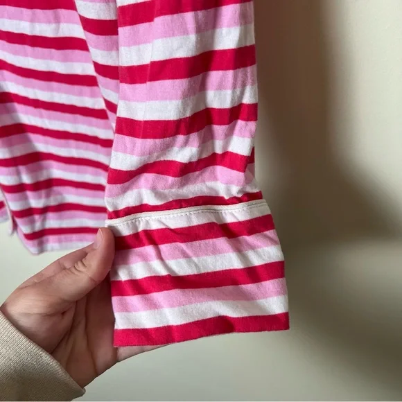 J.Crew 100% Cotton Pink Red Striped Knit Pajama Set Pants Long Sleeve Medium (P) - Picture 7 of 13